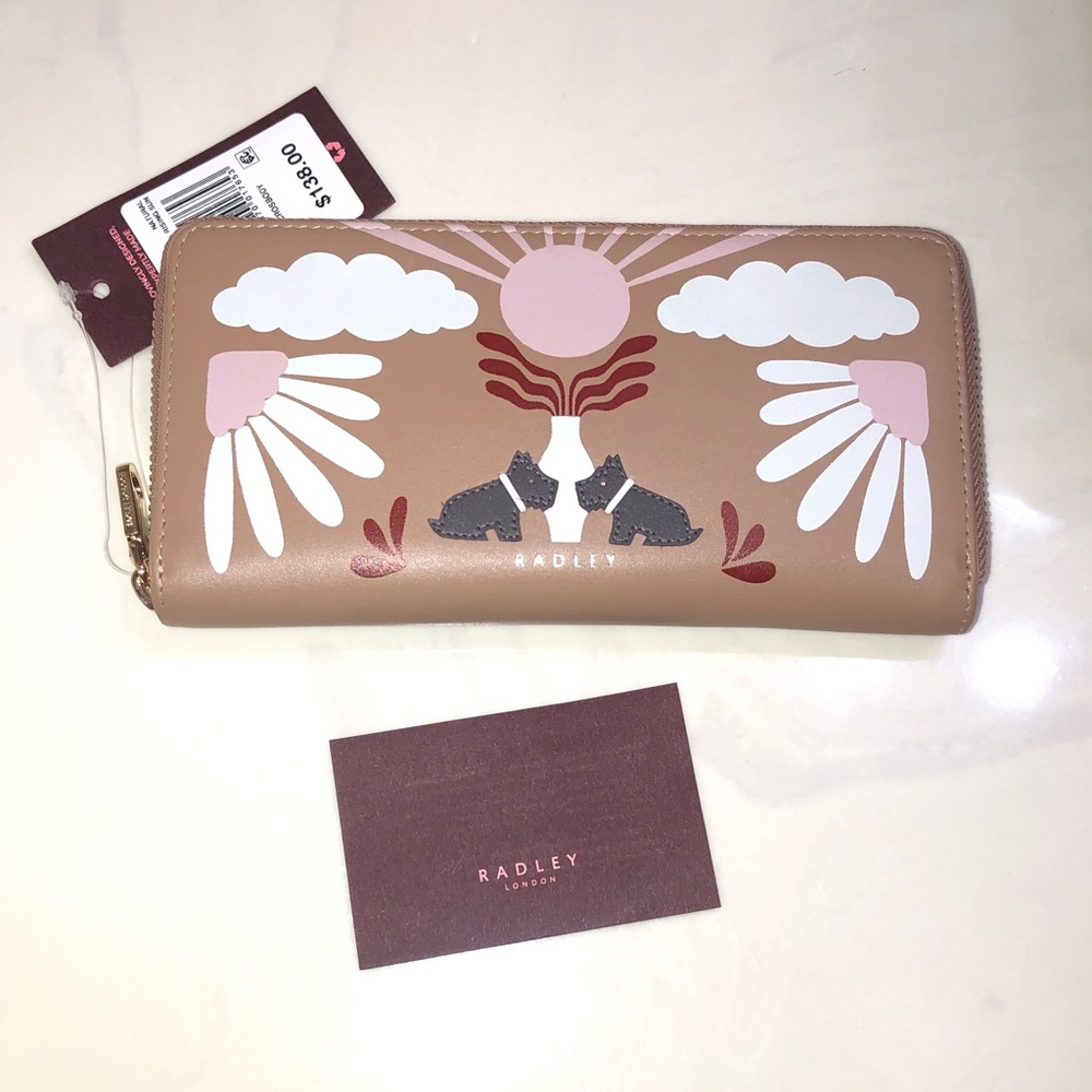 Radley London Natural Chai Rising Sun Large ZA Matinee Leather Wallet NWT
